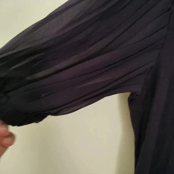 Purple Tahari Top Tulle Pouf Sleeves Sz S/P - Picture 6 of 9